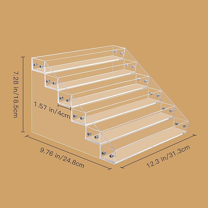 Benbilry 6 Tiers Acrylic Nail Polish Organizer 72 Bottles Essential Oil Stand Clear Holder Sunglasses Eyeglasses Display Makeup Organizer(6 Tiers)