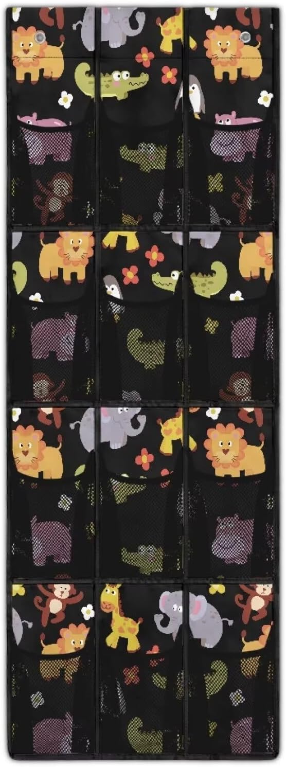 Generic Black Zoo Over The Door Organizer Large-Capacity Design Over Door Hanging Bag Shoe Rack Hanger Closet Storage Organizer Good Organizing Items for College Students Women