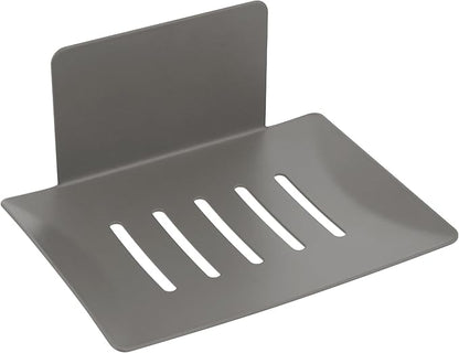 Soap Dishes for Bathroom, Bar Soap Holder with Self Draining Tray, Soap Tray for Shower Wall, 4 Slot Self-Adhesive Soap Container (Gun Grey)