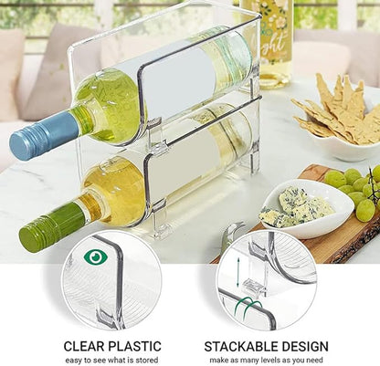 Cabilock Stackable Drawer Style Wine Rack 2-Pack 8.07X3.93X4.01In Compact Bottle Holder Organizer for Kitchen Bar Home Party Events