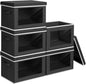 Homsorout Stackable Storage Bins with Lids - Medium Storage Box with Lids, Foldable Closet Boxes for Organizing, Wardrobe Clothes Organizer with Window, Cubes Bins for Living Room, 5 Pack, Black