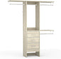 Besiost 4FT Small Closet System with 3 Fabric Drawers, 48'' Closet Organizer System With 3 Adjustable Shelves, Flexible Built-In Clothes Garment Rack for Small Space, 48" L x 13" W x 71" H, Light Oak