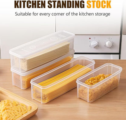 Storage & Crisper Boxes, 2025 New Spaghetti Container Storage with Lids, 1.3L Freezable fruit saver containers, salad container Airtight Box, Pasta Organizer Stackable Box (White, 3PCS)