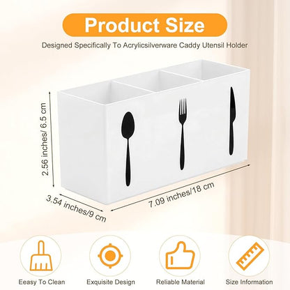 Cutlery Storage Organizer Silverware Caddy Utensil Holder Countertop Knife Spoon and Fork Organizer Kitchen 3 Section Tableware Storage Box Indoor Outdoor Party Tableware Holder (Black) (White)
