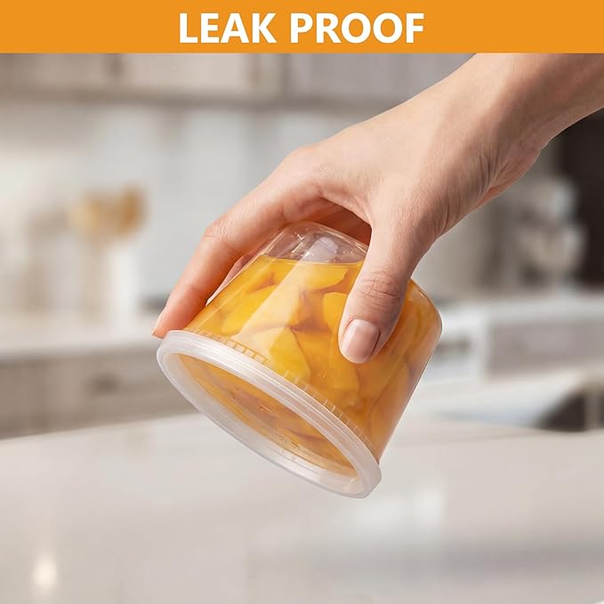 NESCCI 108 Sets (216-Piece) Deli Containers with Lids,16oz X 108 Set Each, Leak-Proof & BPA Free Airtight Takeout Plastic Food Storage Containers for Soup, Meal Prep, Microwave/Freezer Safe