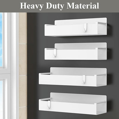 HuggieGems 4 Pack Magnetic Spice Rack Organizer for Refrigerator and Oven, White Fridge Organizers and Storage for Kitchen