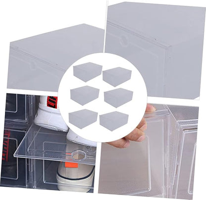 Holibanna 6pcs Transparent Plastic Shoe Organizer Box Clamshell -friendly Pp Material Stackable Storage for Sneakers Simple Design Scratch Resistant
