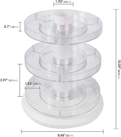 J JACKCUBE DESIGN Acrylic Rotating Nail Polish Display Stand Spinning Rack Holds 69 - 117 Bottles, 3 Tier Storage Holder Organizer for Nail Polish, Makeup, Essential Oil and more - MK548B