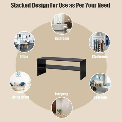 Giantex 3-in-1 Vertical Shoe Rack, 6-Tier Free Standing Shoe Storage Organizer w/Stackable Design for 18 Pairs, 31 Inch Wide Wood Shoe Shelf for Closet, Entryway, Living Room, Office, Walnut