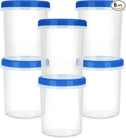Atecare Heavy Duty Airtight Plastic Containers with Twist Top Lids, Stackable Freezer Containers for Lunch, Salad, Soup, Leftover, Ice Cream, BPA Free [6 Pack-32 oz]