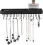 J JACKCUBE DESIGN Jewelry Organizer Necklace Holder with 23 Hooks, Wall Mounted Necklaces Bracelet Earrings Ring Holder Hanger with Shelf (Black, 14.37 x 2.95 x 3.86 inches) - MK208A