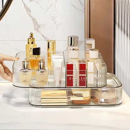 Stackable Makeup Organizer Drawers, Bathroom Vanity Organizers and Storage, Ideal for Desk and Dresser Countertops, Great for Cosmetics, skincare, Lipsticks, Nail Care -Clear