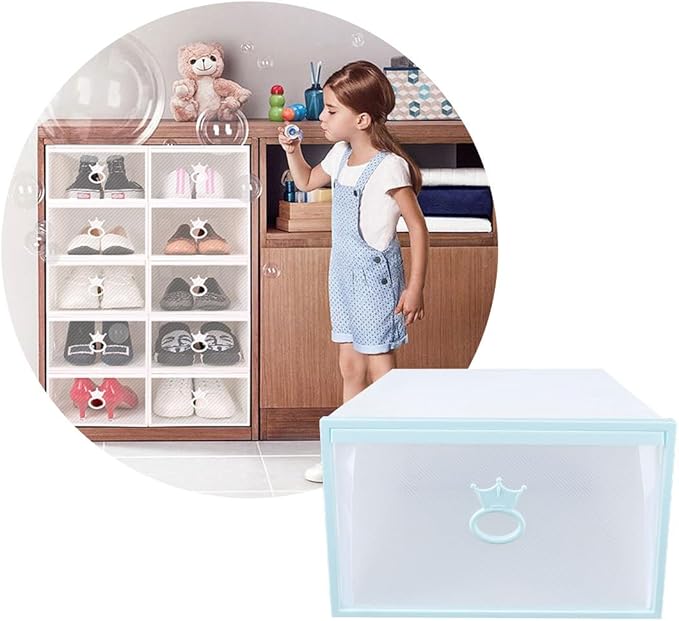 MAGICLULU Thickened Plastic Shoes Box 33x23x14cm Drawer-style Shoe Storage Container Stackable Organizer for Men and Women