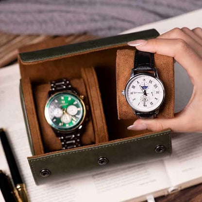 Personalized Leather Watch Roll for Men, Custom Travel Watch Box Cases Holder for 3 Watches, Wedding Groomsmen, Valentines for Boy Friend, Father's Day for Dad, Handcrafted Gift for Grandpa