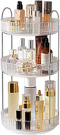 360 Rotating Makeup Organizer and Storage for Vanity Countertop 3 Tiers, High Capacity Cosmetic Skincare Perfume Organizers for Dresser Bathroom Lazy Susan