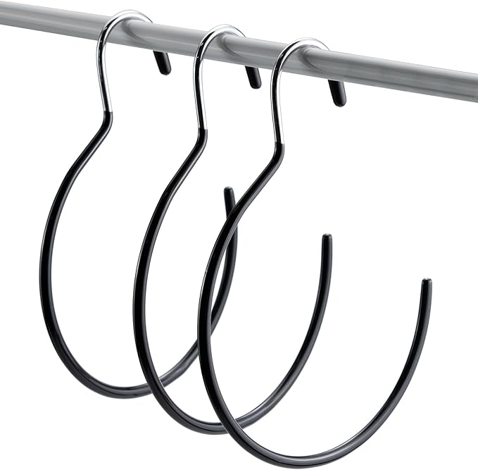 5 Pcs Scarf Ring Hangers Non-Slip Belt Holder With Hook - Organizers for Ties, Scarves, Belts, Tank Tops - Wardrobe Storage Rack Closet Accessory Hangers, Black