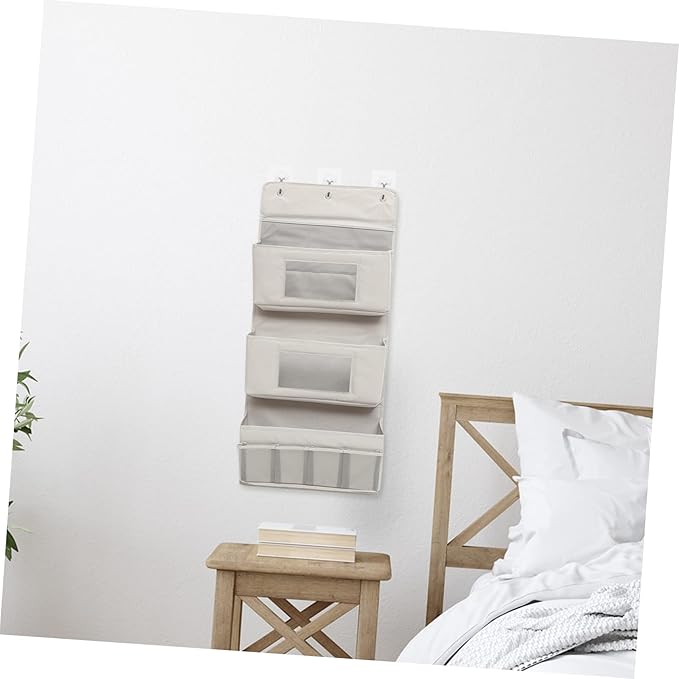 SOLUSTRE Household Over the Door Organizer Multi Function Hanging Storage Bag Grey Breathable Space Saving for Remote Controls Glasses Socks Jewelry and More