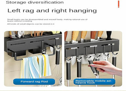 20-Inch Kitchen Organizer - Stainless Steel Non-Hole Hooks,storage Organizer flatware Wall Mounted for Knives, Spoons, Forks Utensil racks