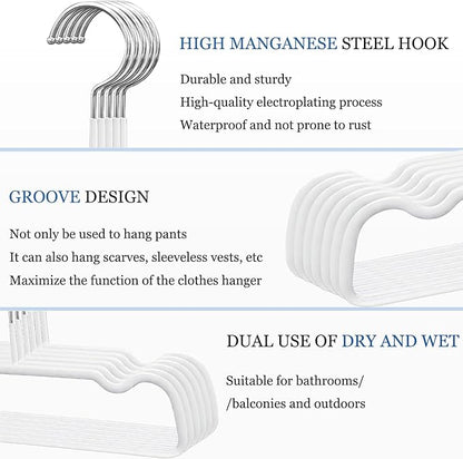 Non-Slip Rubber Pants Hangers,20 Pack Slim Thin Space-Saving Trouser Hanger,Rust-Free Closet Clothes Organizer for Slacks Scarf Ties,13.3inch