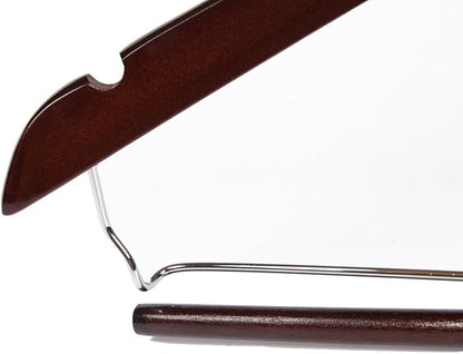 Quality Hangers Wooden Hangers Beautiful Sturdy Suit Coat Hangers with Locking Bar Mahogany (5)