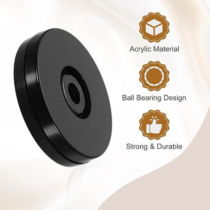 uxcell 2Pack Acrylic Lazy Susan Turntable, 2" Spinner Lazy Susan Turntable Organizer, Acrylic Ball Bearing Rotating Tray for Pantry Spice Rack Decorating, Black