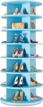 Rotating Shoe Rack 7 Tier Spinning Shoes Organizer Tower for 28-32 Pairs Lazy Susan 360 Revolving Shoe Storage Cabinet Rotate Shoe Handbag Rack Round Carousel for Closet, Bedroom (Blue)