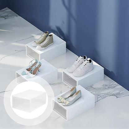 Shoe Boxes 6pcs 33x23x14cm Thickened Plastic Drawer-style Shoes Storage Containers Stackable Organizers for Home Closet