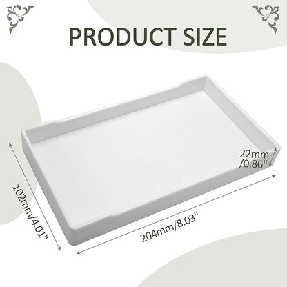 Jiozermi 8.03" Countertop and Bathroom Vanity Tray, Plastic Vanity Sink Tray Rectangle Soap Tray Kitchen Sink Tray Bathroom Tray for Lotion Bottles Perfume Jewelry Candle Key Ring(White)