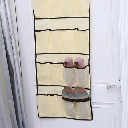 Levemolo over Door Shoe Organizer with Mesh Pockets Hanging Storage Bag for Shoes Accessories and Toys Space-saving Design with Sturdy Metal Hooks Beige