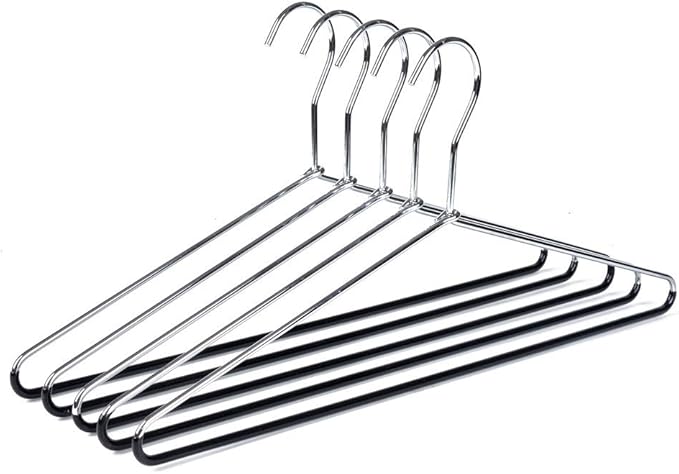 10 Metal Hangers Quality Heavy Duty Metal Coat Hangers with Non-Slip Rubber Coating for Pants (10)