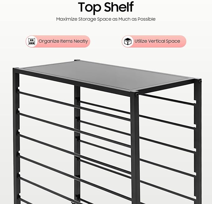 16 Tier Ribbon Holder Organizer Rack Double-Sided Ribbon Storage Holder Multifunctional Flower Wrapping Paper Storage Stand Rolling Metal Display Shelf with Storage Basket (Black)
