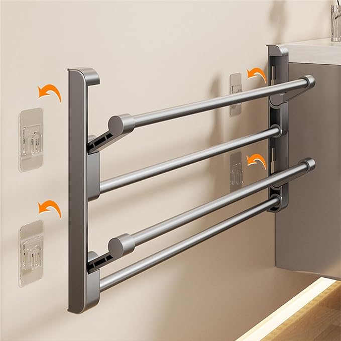 Yajuyi Shoe Storage Rack Foldable Organizer Folding Hanging Shelf Space Saving Aluminum Punch Free Suitable for Entryway Kitchen Bedroom, 70cm