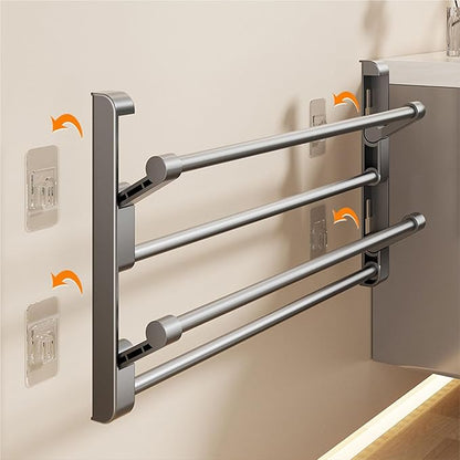 Yajuyi Shoe Storage Rack Foldable Organizer Folding Hanging Shelf Space Saving Aluminum Punch Free Suitable for Entryway Kitchen Bedroom, 70cm