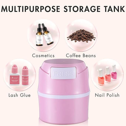 Eyelash Glue Storage Container Tank - Adhesive Jar Stand Makeup Case Cosmetic Storage Tank - Pink