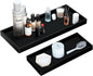 BBK Bathroom Vanity Tray- 2 Pack (7.8" and 11.8") Silicone Bathroom Tray for Counter, for Perfume Key Trinket Ring Soap Organization - Black