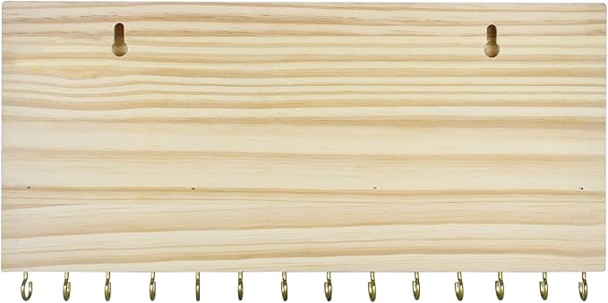 SANY DAYO HOME 27 Hooks Wall Mounted Necklace Holder 14 x 6 inch Hanging Rustic Wooden Jewelry Organizer with Removable Bracelet Rod and Shelf for Kids, Girls, Women - Ivory White