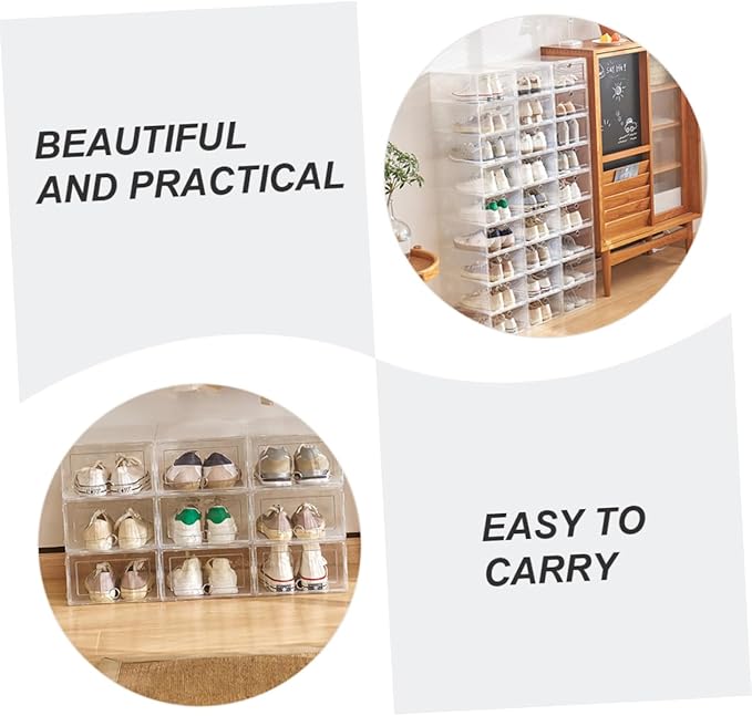 Ciieeo 6pcs Plastic Shoes Box Stackable Storage Containers for Sneakers Organizing Storage Boxes Lids