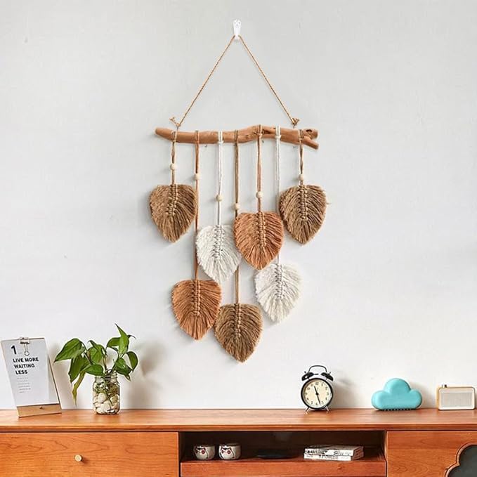 15Inch Driftwood Wall Hanging Jewelry Organizer - Rustic Wood Tree-Shaped Wall Decor with 5 Hooks for Rustic, Boho & Farmhouse Home