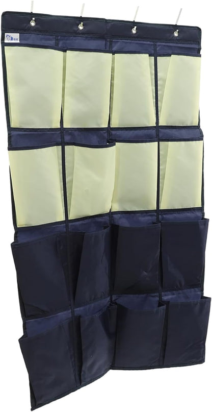 IMIKEYA Hanging Shoe Organizer Bag Oxford Over the Door Shoe Storage Pouch with Tear Resistant Design for Closet and Wall Blue Yellow