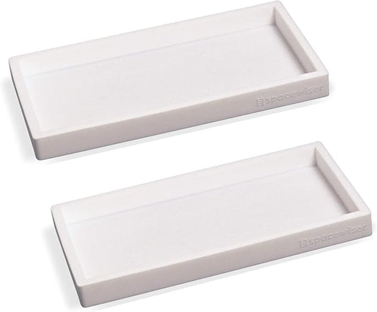 Spacewiser Countertop and Vanity Tray - 2 PC Small 7.7" Silicone Bathroom Trays, Kitchen Soap Tray, Dish Sponge Soap Holder Kitchen Sink Organizer Caddy, Bathroom Counter Trays for Lotion Dispenser