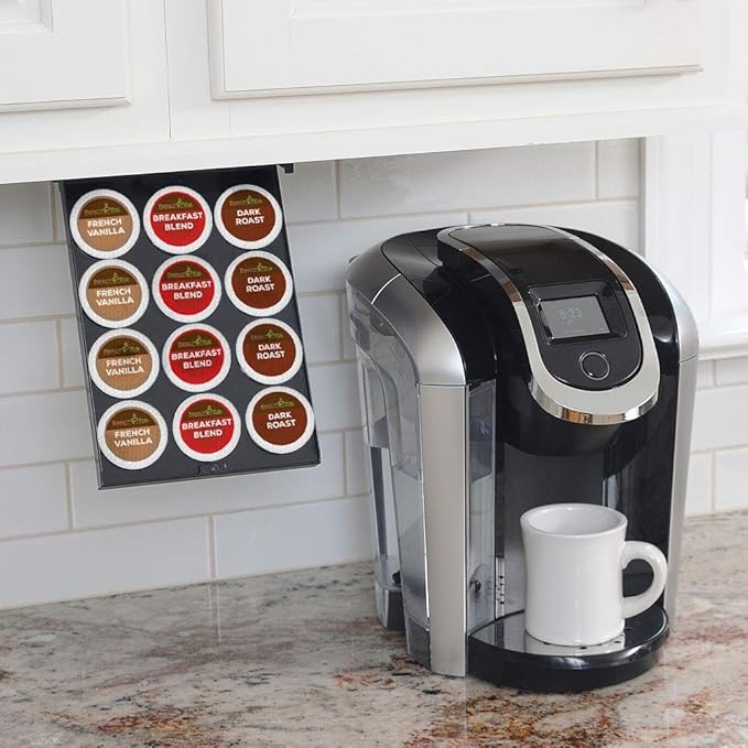 PERFECT POD EZ-Shelf Under Shelf Storage for K Cups, Space-Saving Under Counter Cabinet Coffee Pod Holder, 10.5" x 7.25" x 2", Holds 12 Cups