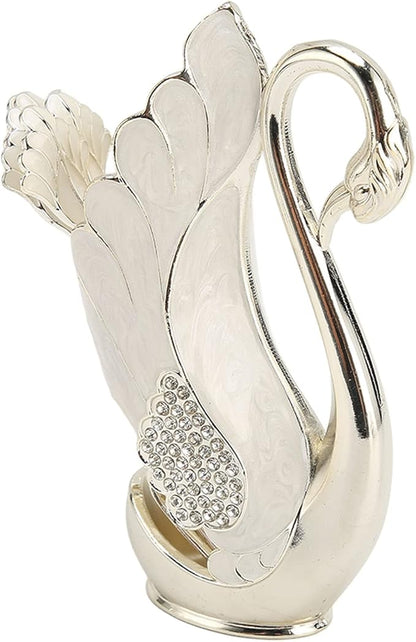 Decorative Swan Flatware Holder Organizer Set for Spoons, Forks, Coffee Stirring, Dessert Cutlery, Kitchen Counter Display
