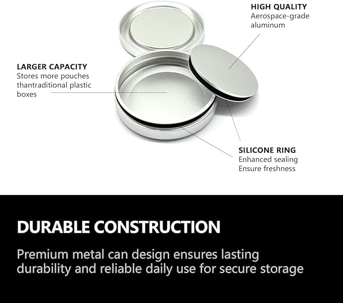 Portable Metal Can ZYN Box, Leak-Proof Design(Silver)