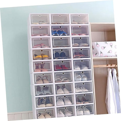NUOBESTY 6PCS Transparent Stackable Shoe Boxes with Thickened Plastic Space-saving Green Shoe Containers for Sneakers Closet and Entryway Organizer