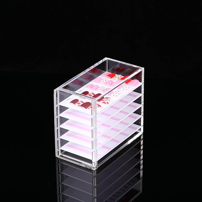 5 Layers Nail/Acrylic Lash Extensions Storage Organizer,Cosmetic Makeup Container Box,Clear Case Cabinet Display for Nail Lash Supplies Artists,Home & Eyelash Salon (5 Layers for Nail)