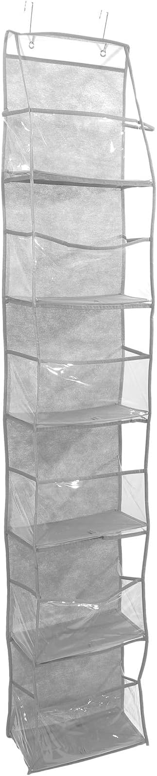Door Hanging Organizer 6 Compartments Gray Multi-layer Storage Bag Non-drill Shoe and Accessory Pocket for Bedroom and Closet