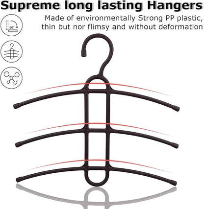 upra Multiple Shirt Hangers In One Space Saving Plastic 5-Pack, Durable Multi-Functional Non-Slip Clothes Hangers Closet Organizers, for Coats Jackets Pants Dress Scarf, Dorm Room/Apartment Essentials