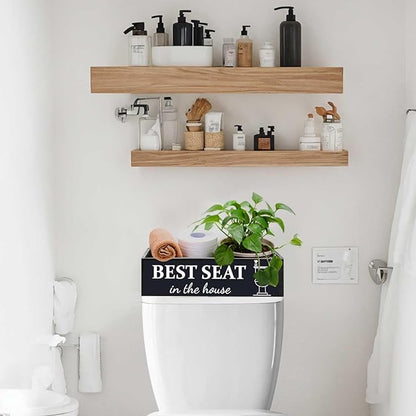 Bathroom Decor Box, Toilet Paper Basket 2 Sides Signs Farmhouse Bathroom Toilet Basket Tank Topper Rustic Farmhouse Home Decor for Livingroom Kitchen（One Black Box）