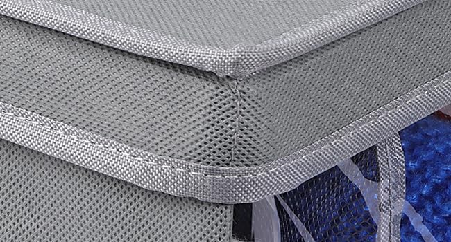 Zilink Upgraded Sweater Storage for Closet with Lids and Support Boards Large Sweater Organizer for Closet with 5 Grids Divider Wardrobe Clothes Organizer for Sweaters, Jeans, Pants, Grey, 3 Pack