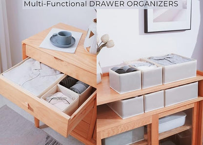 Fordonral 12 Pack Drawer Organizer Clothes, Foldable Fabric Dresser Organizer Closet Organizers and Storage Box for Underwear,Folded Clothes,Baby Clothing,Socks,Bra,Towels,Ties(12 Pack,Gray)